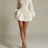Candide | Mini Dress White Off-the-Shoulder, Ruched Waist