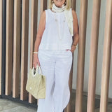 Trinidad™ | White Blouse and Wide-Leg Trousers Set