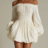 Candide | Mini Dress White Off-the-Shoulder, Ruched Waist
