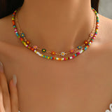 Bohemian Necklace with Coloured Beads