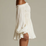 Candide | Mini Dress White Off-the-Shoulder, Ruched Waist