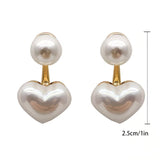 Heart Earrings with Double Pearl