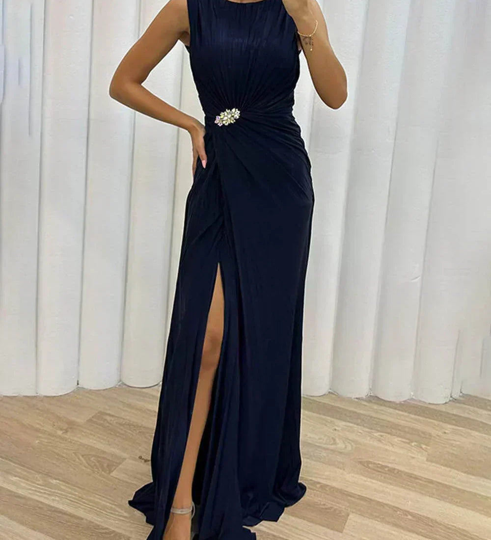 LILY | LONG PLEATED EVENING GOWN