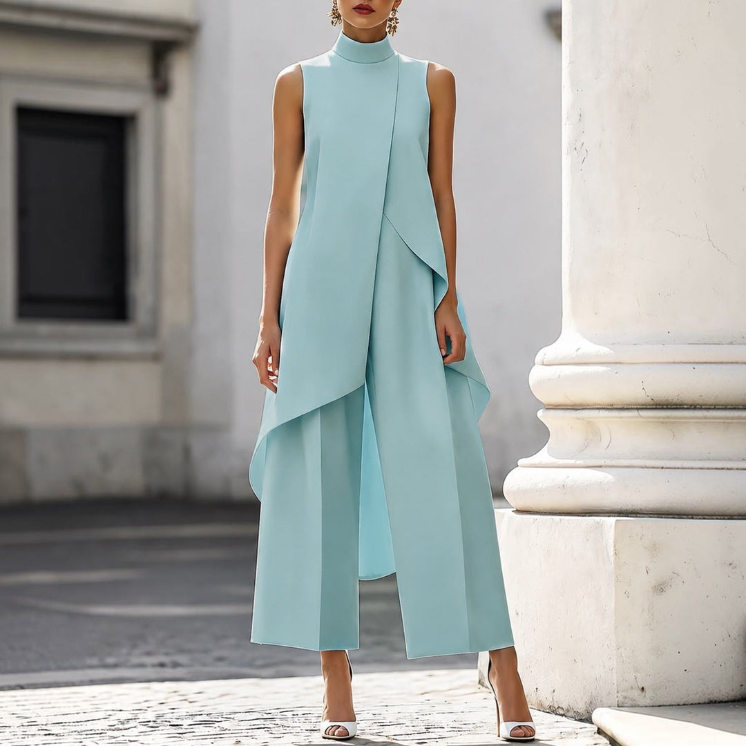 Charlotte | Elegant Jumpsuit with High Neck Draped Top