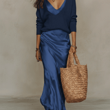 Effortless Ivory Knit & Satin Midi Ensemble