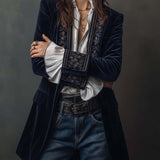 Erica | Long Vintage Velvet Jacket with Embroidery