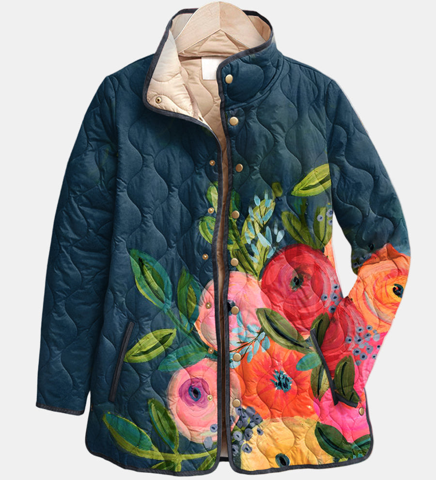 OLIVIA | Quilted Jacket with Painted Flowers Camille