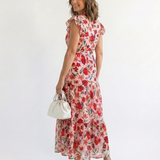 Lila | Floral V-Neck Tiered Midi Dress