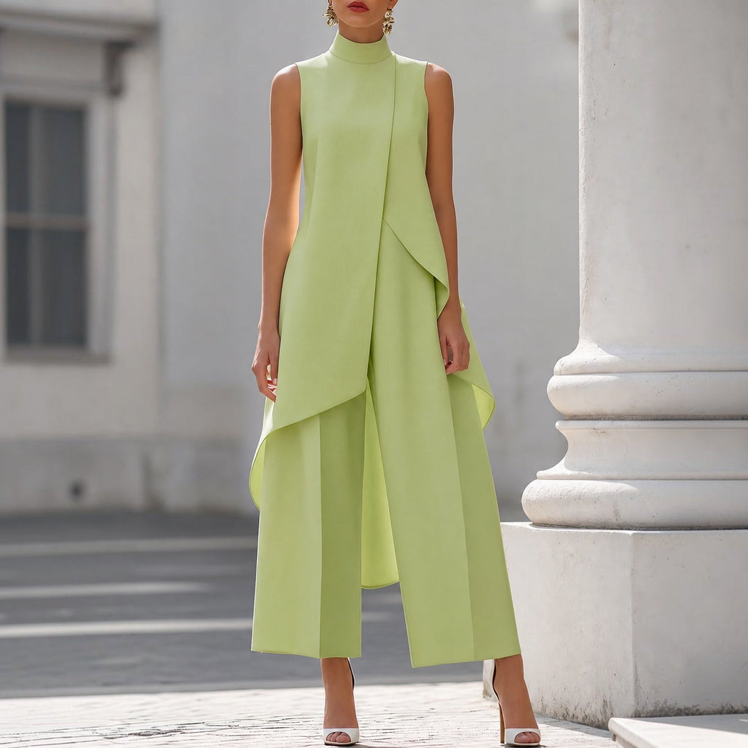 Charlotte | Elegant Jumpsuit with High Neck Draped Top