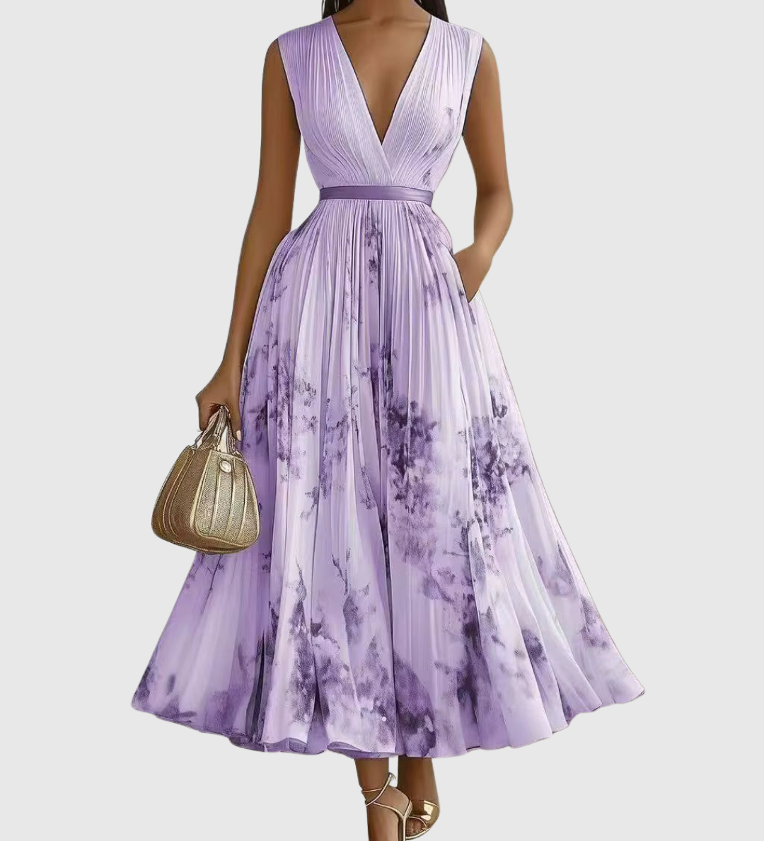 ROWELLA | ELEGANT PLEATED MAXI DRESS
