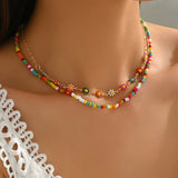 Bohemian Necklace with Coloured Beads