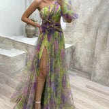 Orit™ | Asymmetrical One Sleeve Split Dress