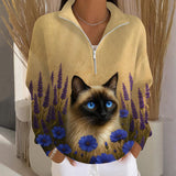 Vintage Cat Printed Sweatshirt
