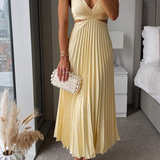 Sanne | Elegant Pleated Satin Midi Dress