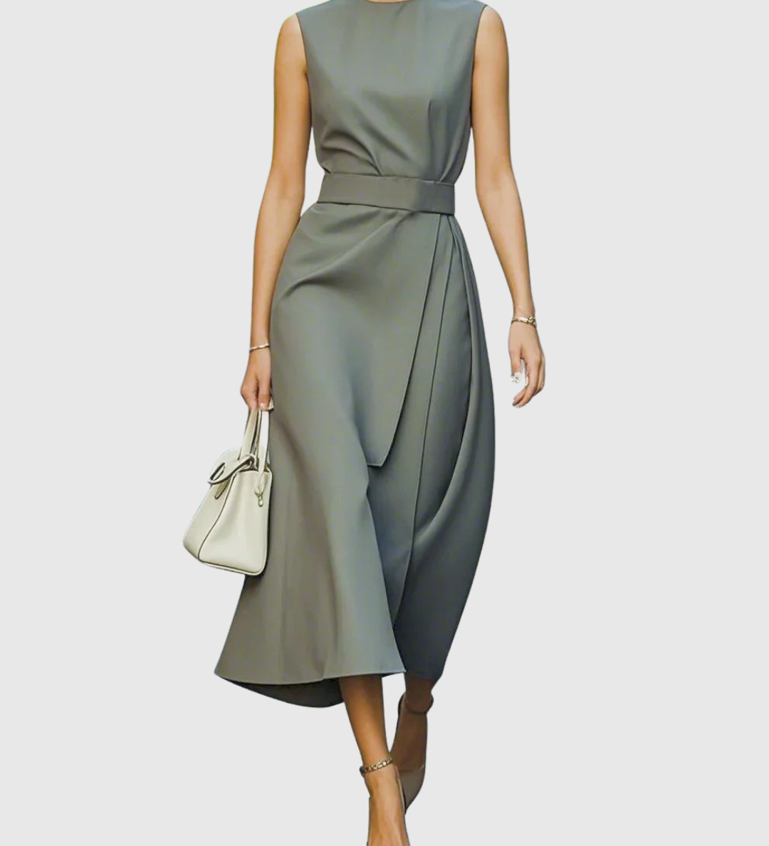 CLARIMOND | ELEGANT ROUND NECK DRESS