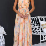Sandra | Elegant Watercolour Maxi Dress for Summer