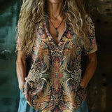Vintage Ethnic Print Blouse