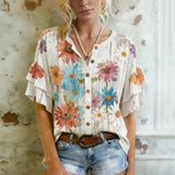 Vintage Floral Print Blouse