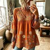 Vintage Floral Print Blouse
