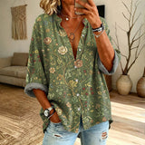 【Long Sleeves】Vintage Floral Print Blouse