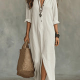 Alessia | Soft Black Maxi Dress with Buttons