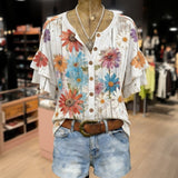 Vintage Floral Print Blouse