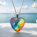 Coloured Heart Pendant Necklace