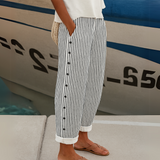 Caitlin | Comfortable Striped Button Trousers