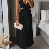 Sanne | Elegant Pleated Satin Midi Dress