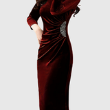 LILLO | VELVET SLIT RUCHED DRESS