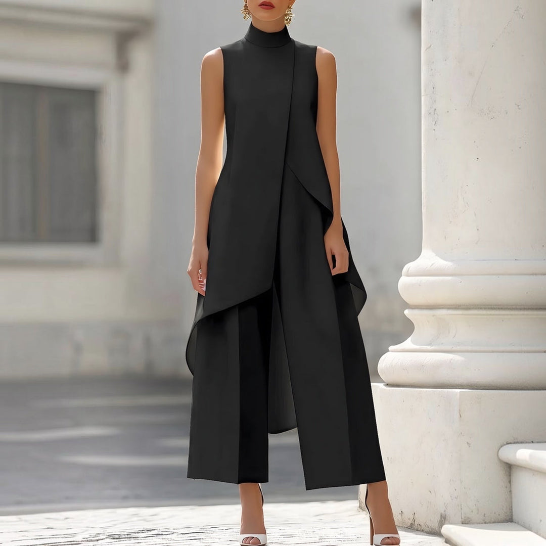 Charlotte | Elegant Jumpsuit with High Neck Draped Top