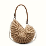 Orsola | Woven Tote Bag with Chain Strap - Black