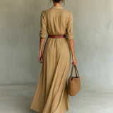 UNA | LAPEL-WRAP MAXI DRESS