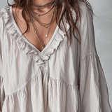 Airy Vintage-Inspired Ruffle Bohemian Blouse