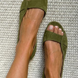 Camilla | Low Suede Sandals with Open Toe and Back Strap