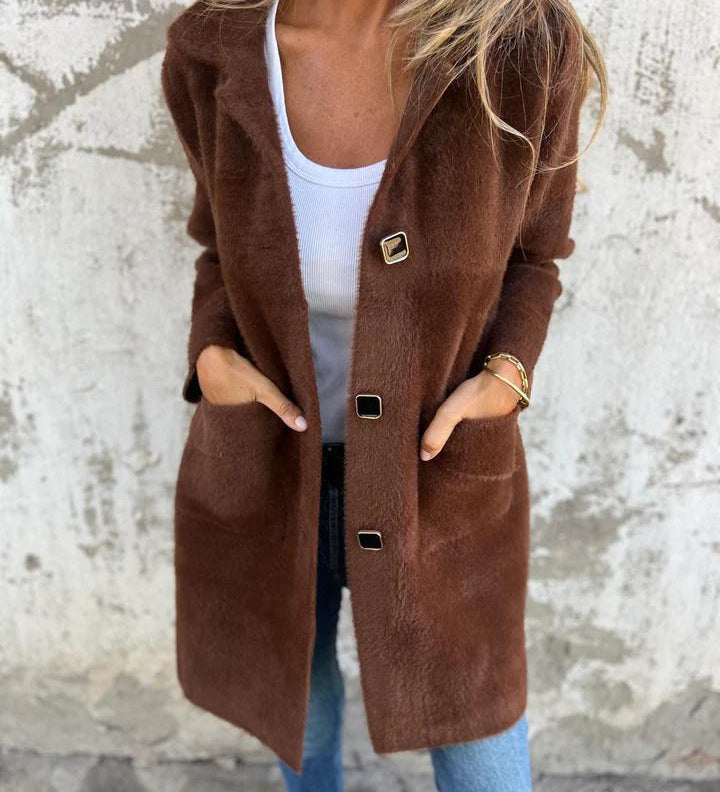 MORWENNA | LONG SLEEVE BUTTON COAT WITH POCKETS
