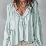 Airy Vintage-Inspired Ruffle Bohemian Blouse