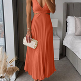 Sanne | Elegant Pleated Satin Midi Dress