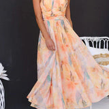 Sandra | Elegant Watercolour Maxi Dress for Summer