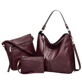 Set of 3 Luxury Leather Hobo Bags