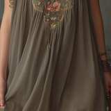 Colette | Grey Long Mini Dress, Floral Print