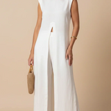 Benigna™ | White Ruffled Tunic and Trousers Set