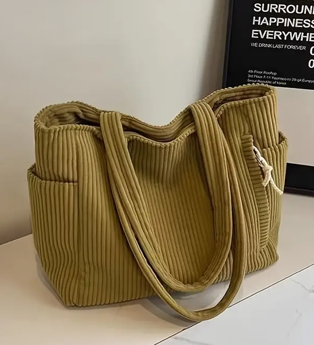 SYLVA | RIBBED TOTE BAG WITH CORD DETAIL