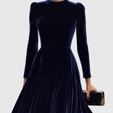 SIBELLA | NAVY LONG-SLEEVE MIDI DRESS