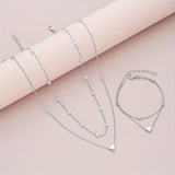 LAYERED HEART & PEARL JEWELRY SET