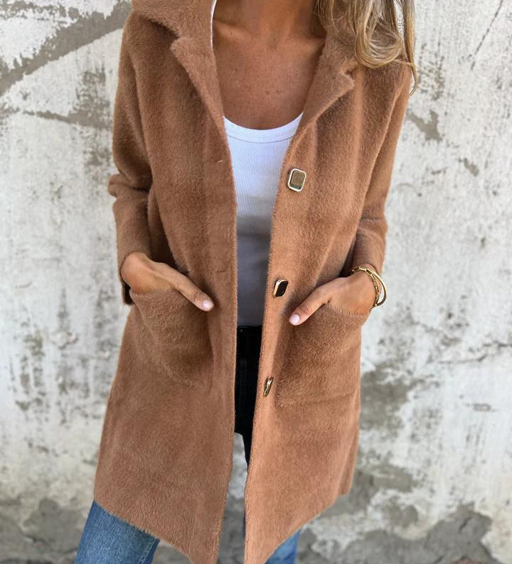 MORWENNA | LONG SLEEVE BUTTON COAT WITH POCKETS