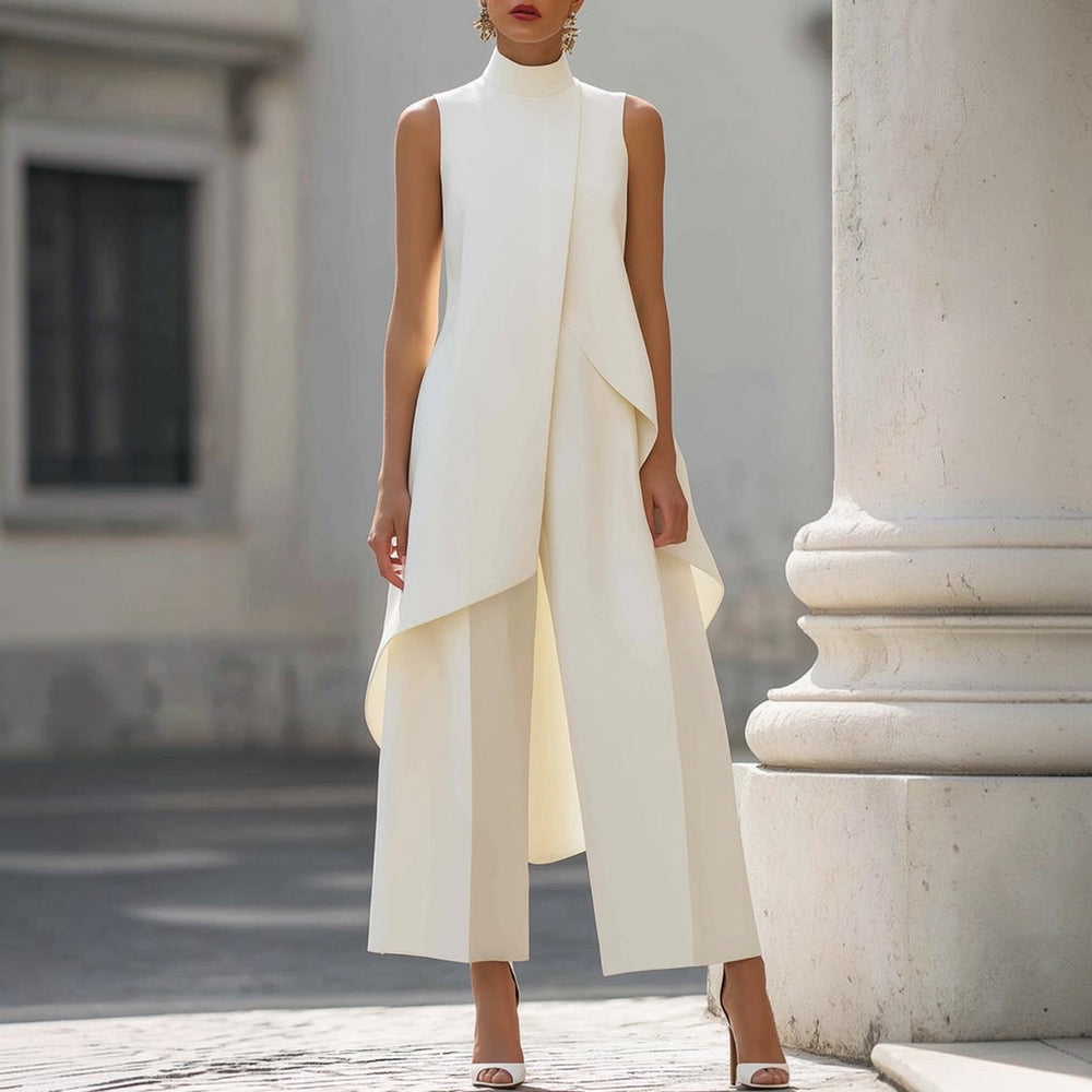 Charlotte | Elegant Jumpsuit with High Neck Draped Top