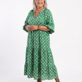 Fiora | Floral Print V Neck Tiered Midi Dress