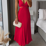 Sanne | Elegant Pleated Satin Midi Dress