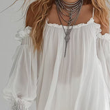 Mélusine | Mini Fluid Dress in Bohemian Style with Off-Shoulder Design